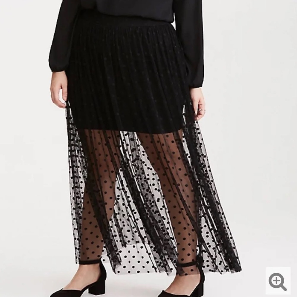 Torrid Polka Dot Mesh Maxi Skirt